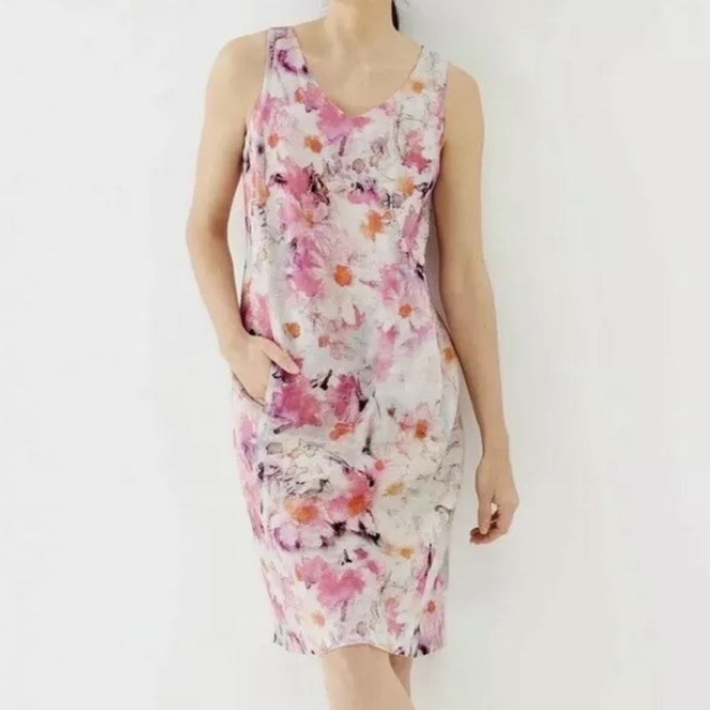 J. Jill | water color flower linen pullover dresses to